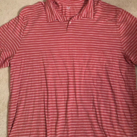 Gap Polo coral red striped short sleeve size XXL - Picture 2 of 3